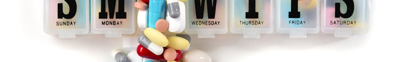 medication in a weekly pill box