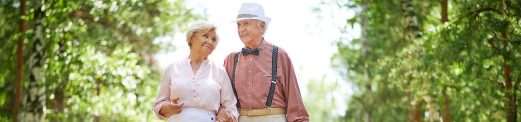 Senior couple walking