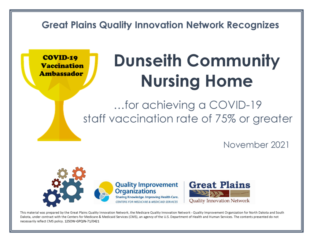 Dunseith Community Nursing Home Ambassador Certificate